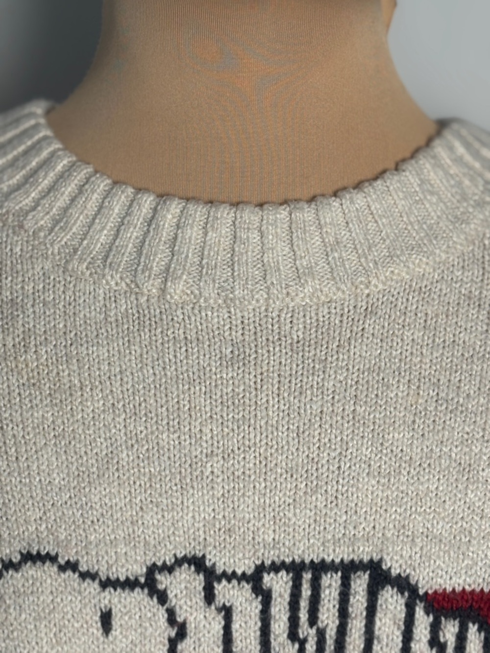 AE x Peanuts Snoopy Graphic Sweater Cream Red Striped Cozy Knit Size XS - Picture 10 of 10